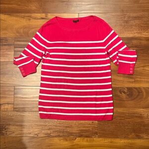 Talbots Pink & White Stripped Sweater Size Small